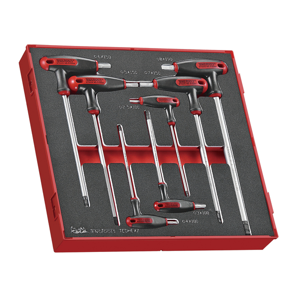 Teng Tools TEDHEX7 - 7 Piece T Handle Hex Key Set in EVA Tray TEDHEX7
